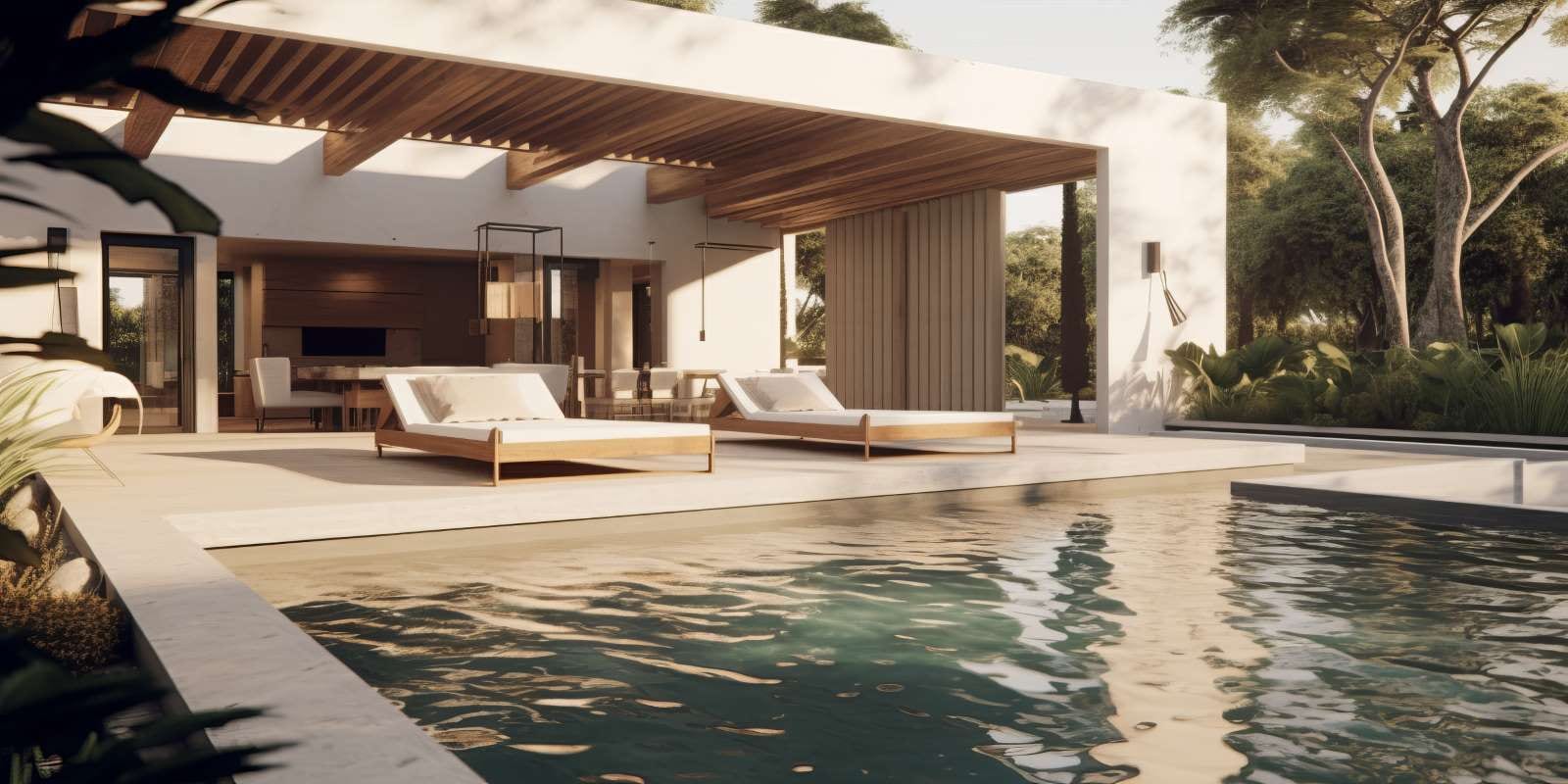 Luxurious modern outdoor pool design with sleek clean lines