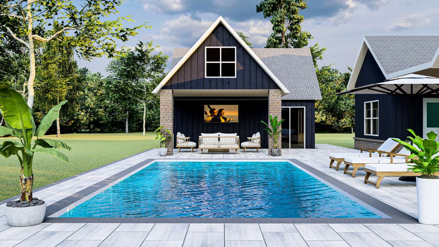 Luxury backyard swimming pool