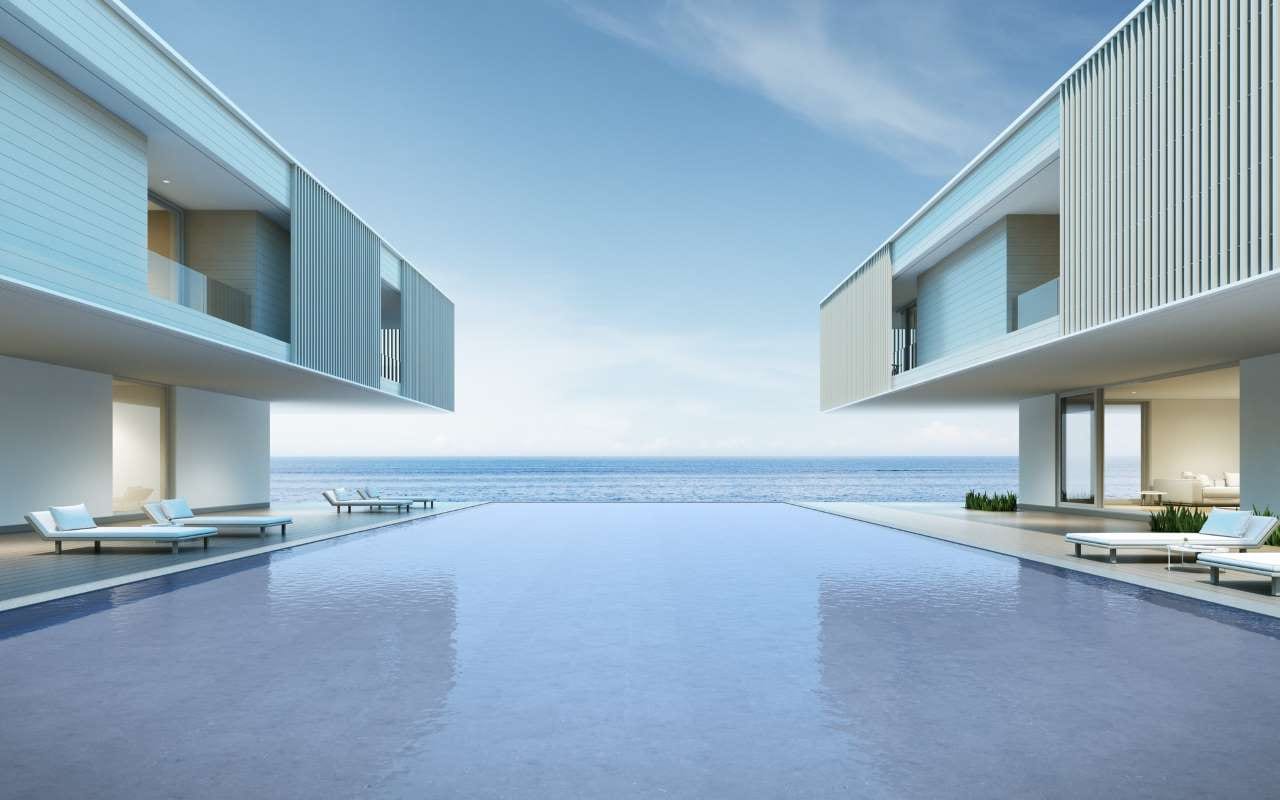 Modern pool home exterior for pool service billing tips